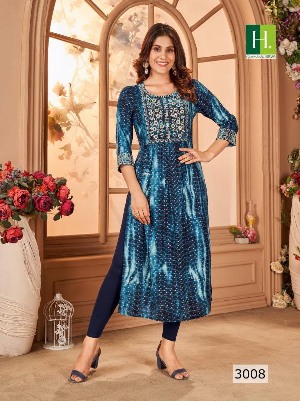 Hirwa Shibori Vol 3 Nyra Cut Rayon Designer Long Kurti Collection